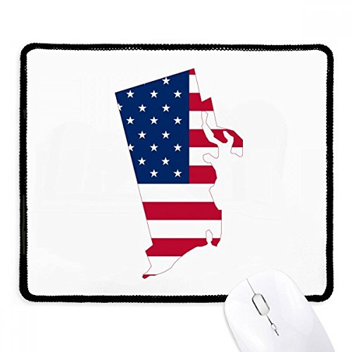 Rhode Island USA Map Stars Stripes Flag Mousepad Stitched Edge Mat Rubber Gaming Pad