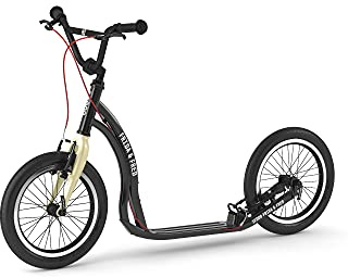 Yedoo Frida & Fred Kinder Tretroller - für Kinder ab 7 Jahre, ab 125 cm Körperhöhe, mit Luftreifen 16/16 - für Mädchen und Jungen, Höhenverstellbar, mit Reflexelementen, Gewicht 6,5 kg (Black)