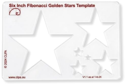 Fibonacci 6 Star Drawing Template, Golden Ratio Stencil