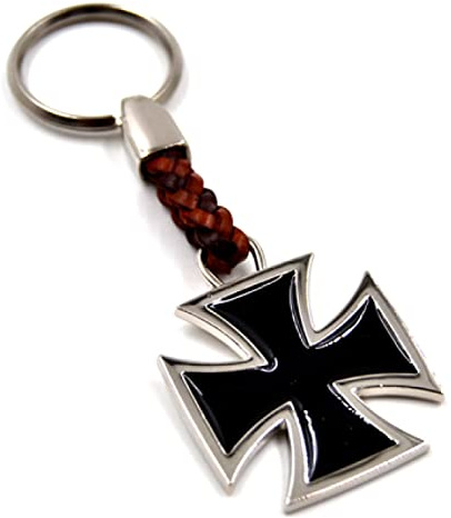 Desi-Schilder Eisernes Kreuz-Schlüsselanhänger-Metall mit Lederband-Schlüsselanhänger-Keyholder-Schlüssel-Keyrings 810-29