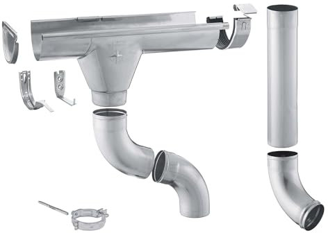 ZAMBELLI 4m Kit Gouttière Zinc 150mm Argent Sans Soudure Toit 150m² Maison