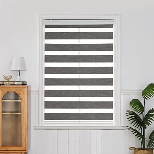 QiBoYuYe Day Night Blind Zebra Roller Blinds Blackout Window Curtain For Bedroom Door Windows Aluminium Cassette Translucent Vision Curtains (Grey Width 60cm X Height 150 cm)