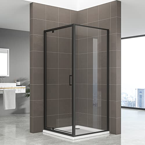 IBEABLACK Cabine de douche H 190 cm porte pivotante verre 6 mm transparent 70 x 90 cm (porte 70)