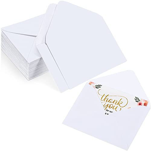 200 Stück Hochzeitsgeschenk-Kartenumschläge Bulk Mini Umschläge Kleine Papier Geschenk Kartenhüllen Grußkarten Visitenkartenumschläge Winzige Umschlagtaschen für Abschlussfeier, 4 x 2,7 Zoll (Weiß)