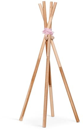 ABACHI WOOD – Perchero Tipi Rosa de Pie | Madera Natural | Colgador Resistente para Niños y Niñas | Perchero Infantil | Decoración del Hogar (92 x 2,5 cm)
