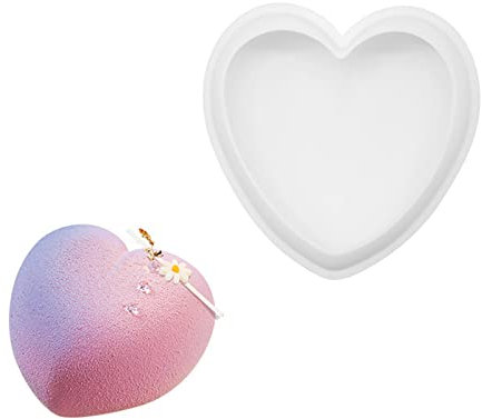 Zavaca Stampo in silicone a forma di cuore grande da 15,5 cm, per decorare torte, caramelle, cioccolato, mousse, dessert, cheesecake, utilizzabile in forno