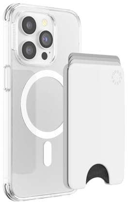 PopSockets Minimalist Slim Phone Wallet, Phone Card Holder, Wireless Charging Compatible, Wallet Without Grip Compatible with MagSafe - White