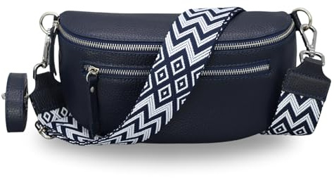 Brise Art Lucia Damen Bauchtasche Echtleder Handgefertigt Crossbody Bag | Damen Umhängetasche, Echtes Leder, Schultertasche mit Ledergurt & wahlweise gemustertem Riemen, 3 Fächer, Made in Italy