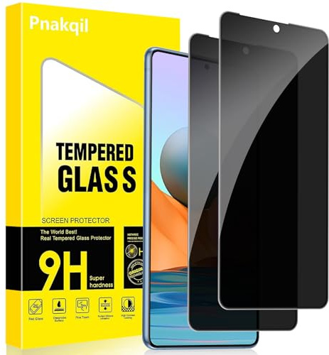 Pnakqil Protector Pantalla de Privacidad para Xiaomi Redmi Note 10 Pro 4G Cristal Templado,Vidrio Película Antiespia Anti-Spy,Dureza 9H Antiarañazos Sin Burbujas Privacy Screen Protector,2 Unidades