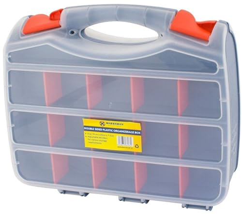 Boîte à Outils Malette Rangement 2 Côtés avec 30 Compartiments et Vis Assorties