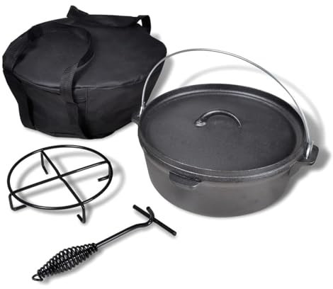 Camerina Holländischer Ofen 5,6 l mit Zubehör Dutch Oven Petromax Gusseisen Topf Set