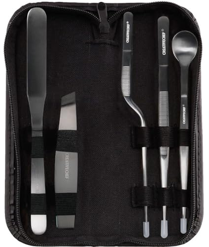 CREATIVECHEF Juego de 5 pinzas de cocina, herramientas de chapado de chef, kit culinario, pinzas de precisión, kit de chapado de chef especial para decorar alimentos, acero inoxidable robusto, secreto
