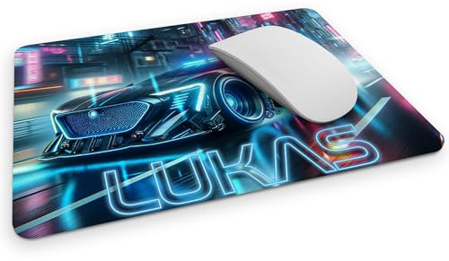 timalo® Gaming Mousepad personalisiert mit Namen | Mauspad mit Namen Geschenk für Gamer | Wunschname gaming Zone | Cyperpunk Polizei Auto