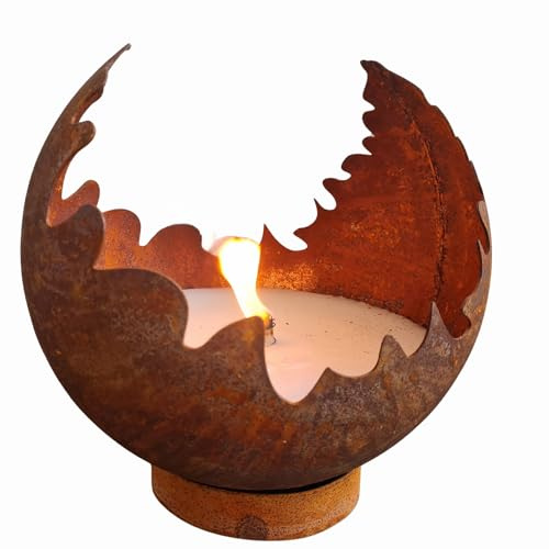 Schwabenfire Outdoorkerze Edelrost Feuerkugel Wiederverwendbar XXL Outdoor kerze 100% Handgemacht Made in Germany Premium Outdoor kerze outdoor kerzen groß wiederverwendbar Geschenke für Frauen