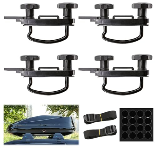 ZIOYA Dachbox Befestigung 4 Stück Dachbox Halterung,Dachbox Wandhalterung U Bügel Universal Auto Van Montage Fitting Kit mit 8 Heavy Duty Kontermuttern und 2 Bandagen