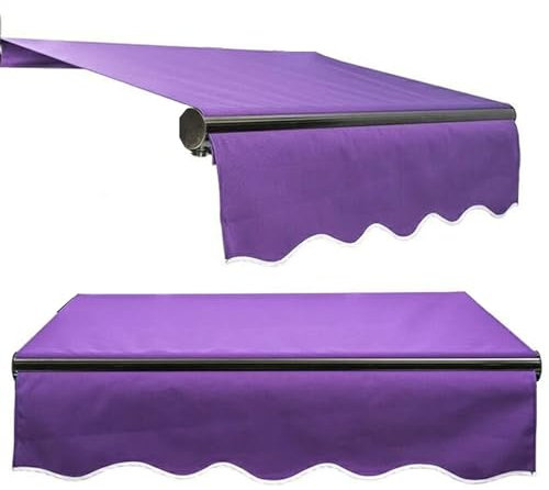 ZDHFFFUK Retractable Awning Shade Fabric Replacements Heavy Duty 280g Polyester Outdoor Canopy Door Window Awning for Garden Deck Balcony,no Telescopic Arm(Size:6x3.5m,Color:Purple)