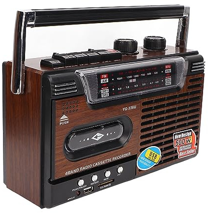 Tragbarer Kassettenrekorder, AM/FM-Radio, Starkes Signal, Geräuschlos, Unterstützt Speicherkarte, USB (EU-Stecker)