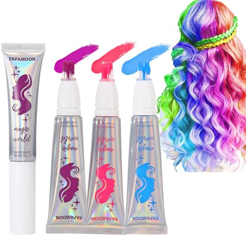 YIBABY 3 Stück Magische semi permanente Haarfarbe, Glühen im dunklen UV Neon Haar Gel Set, Licht waschbare Haarfarbe Kamm Haar Make-up für Party, Halloween, Weihnachten (Blau+Rosa+Lila, 3PCS)