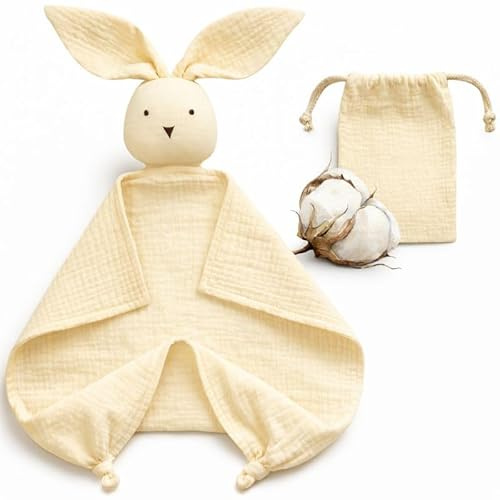 BEBICCO – Baby Schmusetuch Hase aus Bio-Baumwolle 30x30 cm – Flaches Kuscheltuch – Weich & Beruhigend – Geschenk zur Geburt (Ecru)