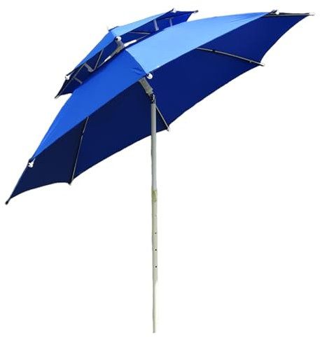 2,4 m Double Top Terrassenschirm mit neigbarem Baldachin UV-Schutz Outdoor Marktschirm für Pool Balkon Höhenverstellbar und belüftet Sonnenschutz Sonnenschirm, blau, 250cm/8ft