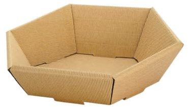 Geschenkkorb, Präsentkorb aus Wellpappe, 6-eckig, naturfarben, 23 x 19,5 x 10,5 cm, 25 Stück