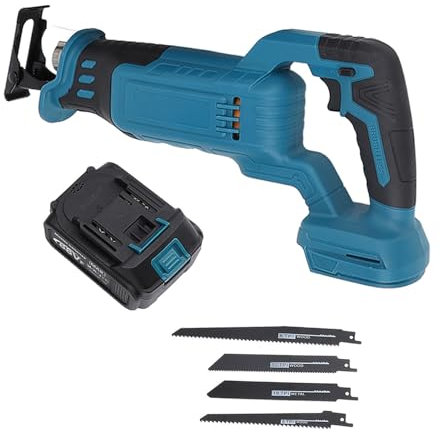 Hand-Akku-Säbelsägen-Set, Bürstenlose Hochleistungs-Säbelsäge mit Variabler Geschwindigkeit und Bedienungsanleitung Zum Schneiden von Holz, Metall und Kunststoff (EU-Stecker