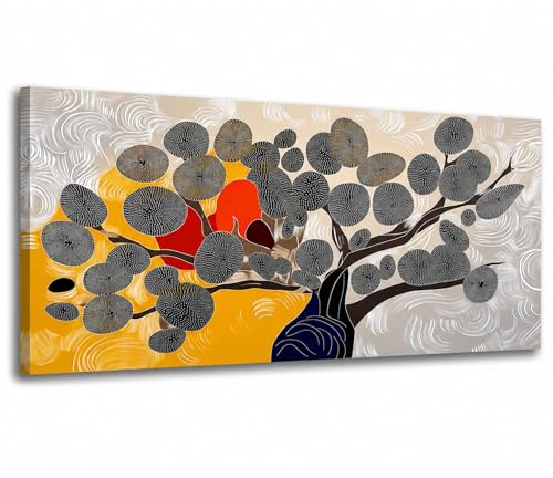 Lupia - Quadro moderno Canvas World TREE GRAND POIS, Stampa su Tela, Telaio in Fibra di Legno, Albero della vita, 52x122 cm, per soggiorno capezzale camera da letto, ufficio
