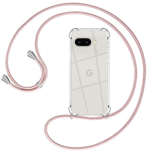 Ptny Coque pour Google Pixel 9A Coque avec Cordon, étui en TPU Silicone Transparent avec Réglable Téléphone lanière pour Google Pixel 9A Case