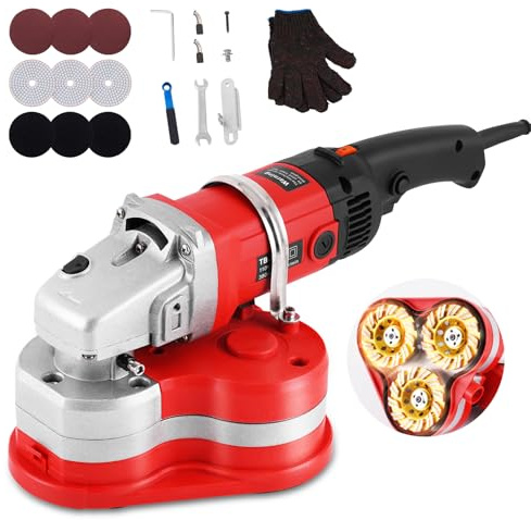 YUCHENGTECH Concrete Grinder 2800W 3-Head Concrete Floor Grinder | with 6-Speed Adjustment & Dust Extraction Shroud Floor Polisher Machine for Grinding Concrete Cement Marble Granite
