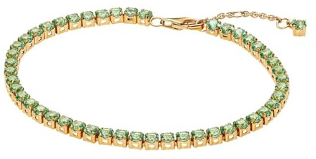 PANDORA Pulsera de tenis para mujer, verde claro, dorado, 561469C02, 561469C02-20, Plata de ley, No es una piedra preciosa