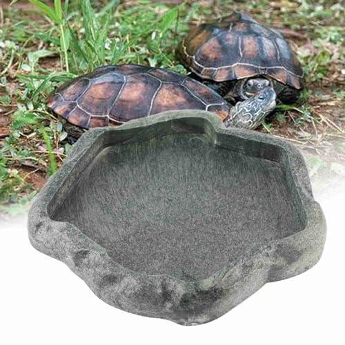 ABS Resina Rettile Feeder Bowl tartaruga cibo lucertola ciotola acqua animale domestico roccia texture design piatto (s)