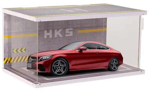Vitrina Para Coches A Escala – Expositor De Garaje | Caja Expositora Escala 1:32 | Construcción En Tablero De PVC De Alta Densidad Y Acrílico, Luz LED Incorporada, Tamaño 22x13x11,5 Cm, Protección