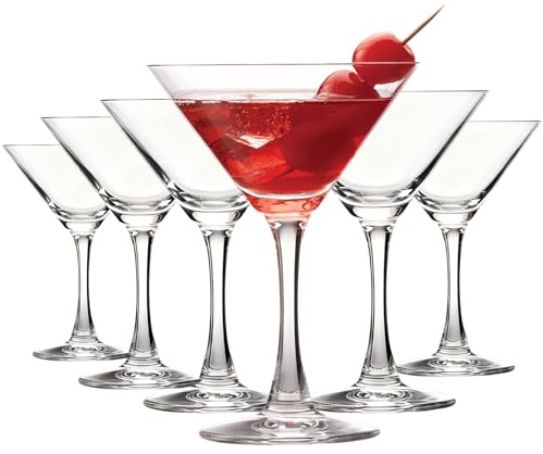 MYKAGS Lot de 6 verres à martini classiques soufflés à la main, 105 ml, verres à cocktail en cristal pour martini, cosmos et gimlets – Parfait pour les bars à domicile, les fêtes et les cadeaux