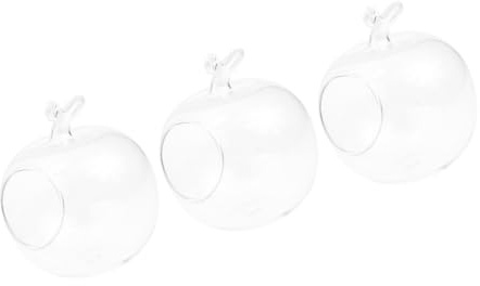 Alipis 3piezas Macetas Hidropónicas De Vidrio Transparente Forma De Manzana para Plantas De Interior Decoración De Invernadero Jardinera Hidropónica De Microinvernadero Paisajístico