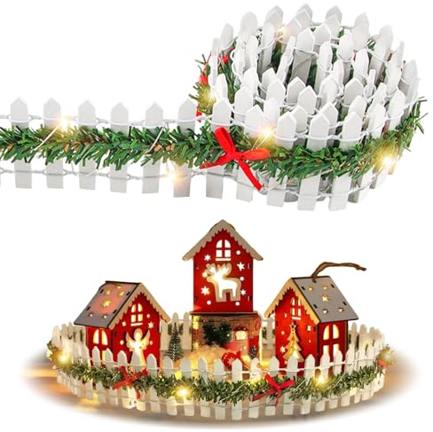 ZoneYan Mini Recinzione per Giardino, Mini Recinzione in legno, Recinto Miniatura, 90 x 5 Cm, Piccoli Accessori per Recinzioni in Rattan e Legno a Led per l'Arredo Del Paesaggio (Bianco)