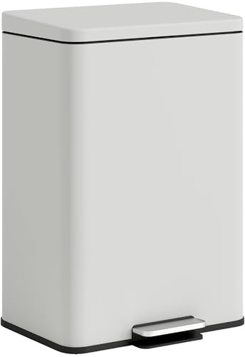 HOMCOM 20L Kitchen Bin Soft-Close Lid Metal Pedal Bin Cream
