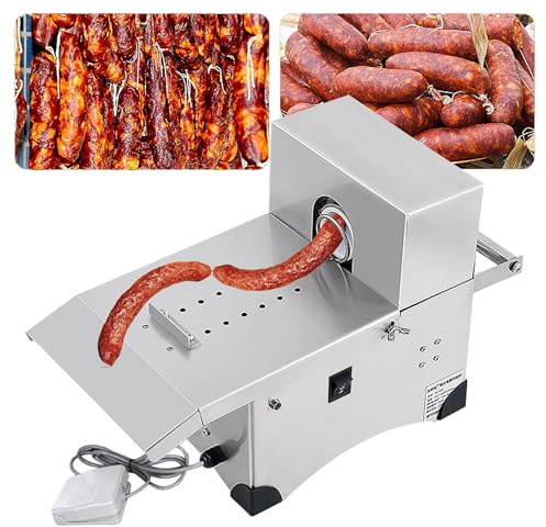 Legatrice Automatica Per Salsicce Elettrica E Macchina Salumi In Acciaio Inox Con 2 Modalità, Rulli Filo Cotone Professionale, Diametro Massimo 50mm, Insaccatrice Per, 220V