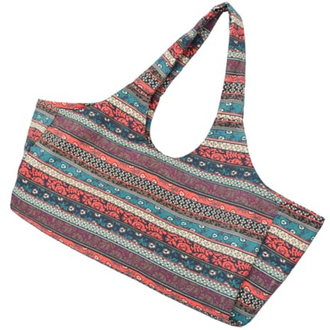 Cabilock Große Ethno Canvas Yoga Tasche mit Druck Leichte Sport Sling Bag Extra Großes Fassungsvermögen für Yogamatten Vielseitig für Fitness Reisen und Outdoor aktivitäten Bunte Boho
