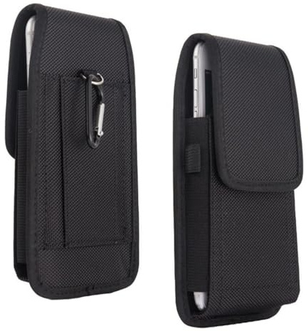 JchEnye Nylon-Hüfttasche für Mobiltelefone, universeller Handyhalter, Premium-Hüfttasche für iPhone 17, 16, 15, 14, 13, 12 Pro Max, 7, 8 Plus (L) – Schwarz Wandern, Reisen, Bergsteigen