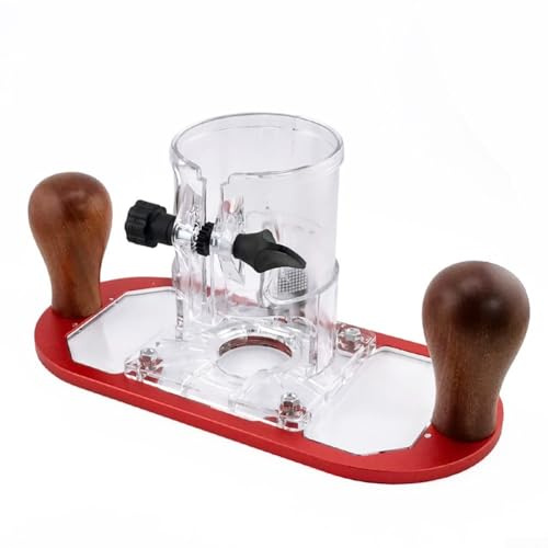 CYRENT Base per fresatrice in lega di alluminio per tagliabordi laminati, compatibile con Makita-RT0700C e DRT50, manici in legno per fresatura, fresatura e scanalatura stabili del legno (rosso)