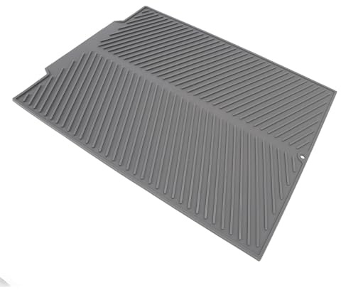 Aumotop Stor Avloppsdyna i Silikon, 40,5x48,5 Cm Torkmatta, Värmebeständig, Halkfri Köksbänk, för Hemmet (Grå)