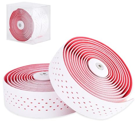 NbgrvB Rennrad-Lenkerband, Silikon, EVA, stoßdämpfendes Material, rutschfester, bequemer Griff zum Radfahren, 2100 mm x 30 mm x 3 mm, 1 Paar, weiß + rot