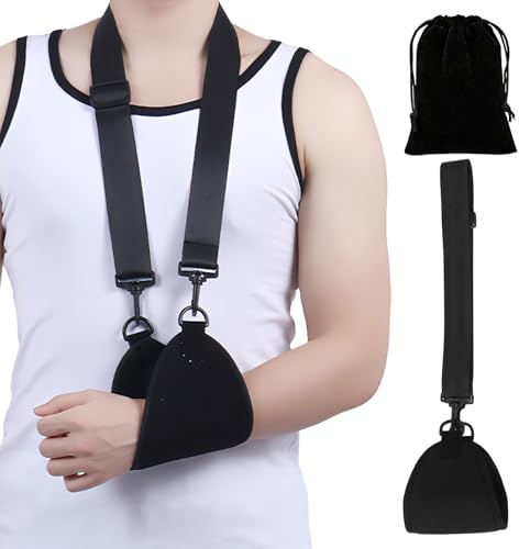 llikknve Adjustable Arm Sling with Black Storage Bag,Sling for Arm Support,Breathable,Perfect for Men,Women,Comfortable and Durable(Black