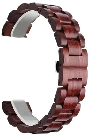 Klockarmband Träarmband Quick-release Design Rostfritt stål viklås Ersättningsarmband(Red,20MM)
