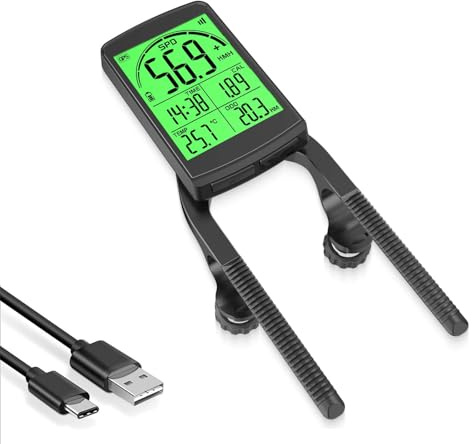 3.3 inch grand écran clignotant vélo GPS, type - C chargeur compteur velo sans fil, multi - fonction double support d'extension fixe, compteur GPS velo avec rétroéclairage LED résistant à l'eau tempér