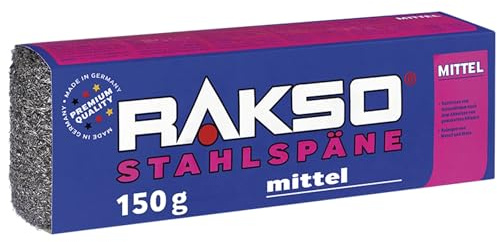 RAKSO Stahlspäne mittel - 150g, 1 Banderole, Entfernung von Beizschlamm, Reinigung von Metall, Stein, ideales Dämm -, Filtermaterial