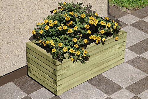 Gartenwelt Riegelsberger Växtlåda 80 x 40 x 35 cm, blomlåda av trä, tryckimpregnerad, blomkruka, planteringskruka, trädgård, terrass, färdigmonterad