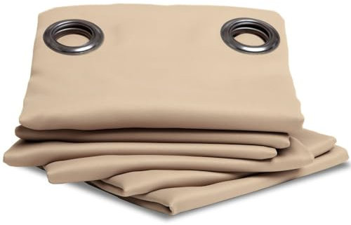 Moondream LumenControl™ Verdunkelungsvorhang | Licht+Sonnenschutz | EU Herstellung | Ösen | Beige MC651 | 140B x 350H cm