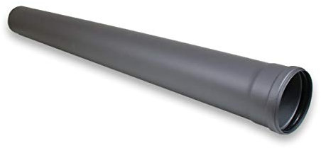 LANZZAS Tube à pellets 1000 mm, tube de rallonge de diamètre DN Ø 100 mm, de couleur gris fonte. Incl. lèvre d'étanchéité en silicone