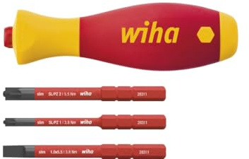 Wiha SoftFinish® SlimVario™ elektrischer Schraubendreher mit 3 SlimBits (Pozidriv PlusMinus), 5,5 mm, 75 mm